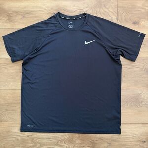 Nike Swim Dri-FIT Rash Guard Shirt Men’s XL Black UPF 40+ Short Sleeve